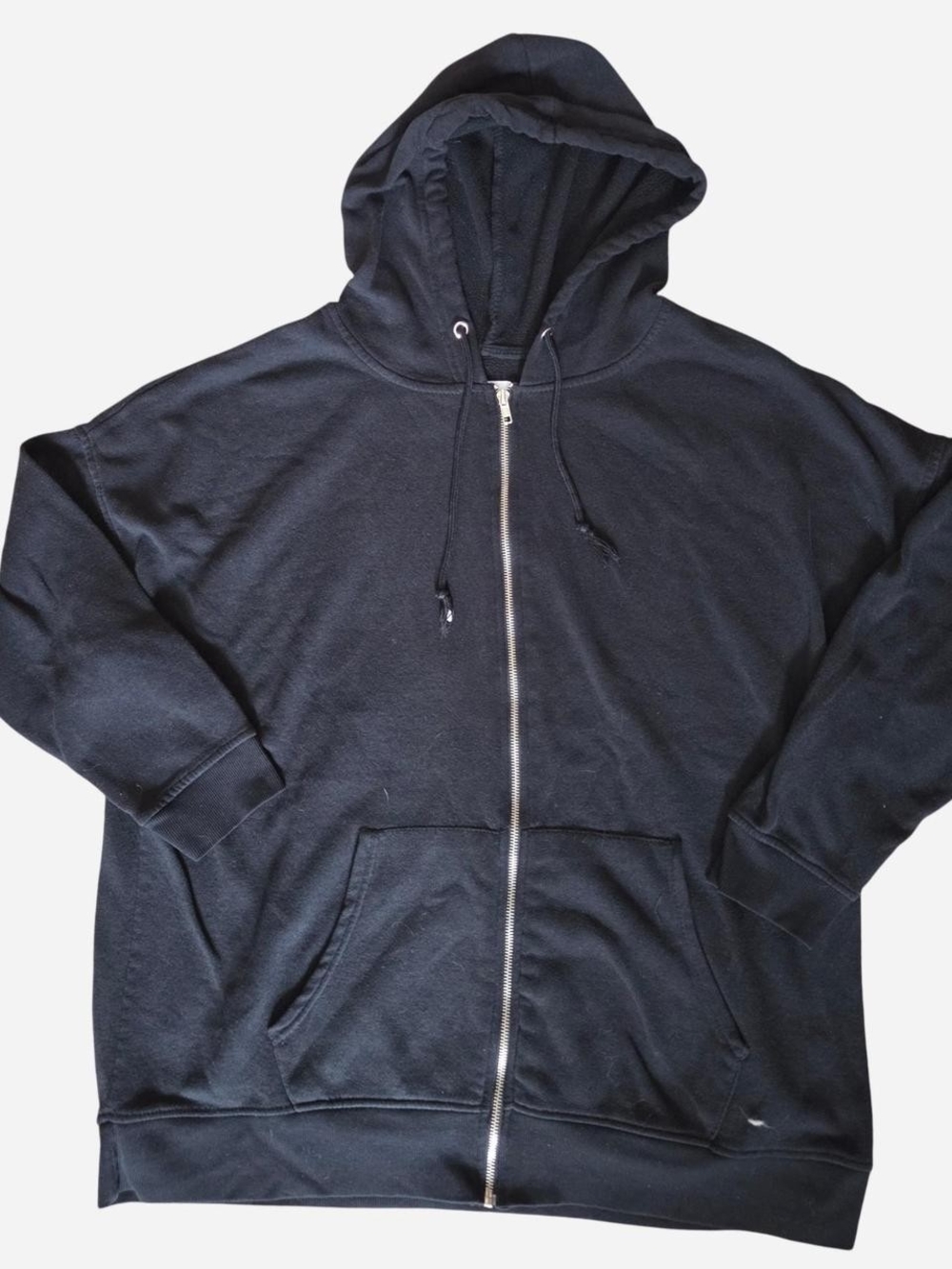 Rue21 Black Full-Zip Boyfriend Hoodie with Drawstring